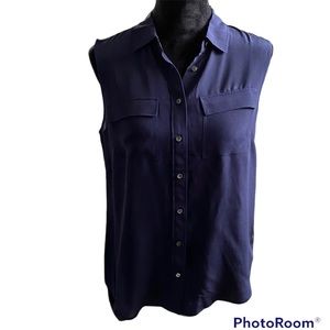 NWT Talbots Washable Silk Collared Sleeveless Blouse Size 8